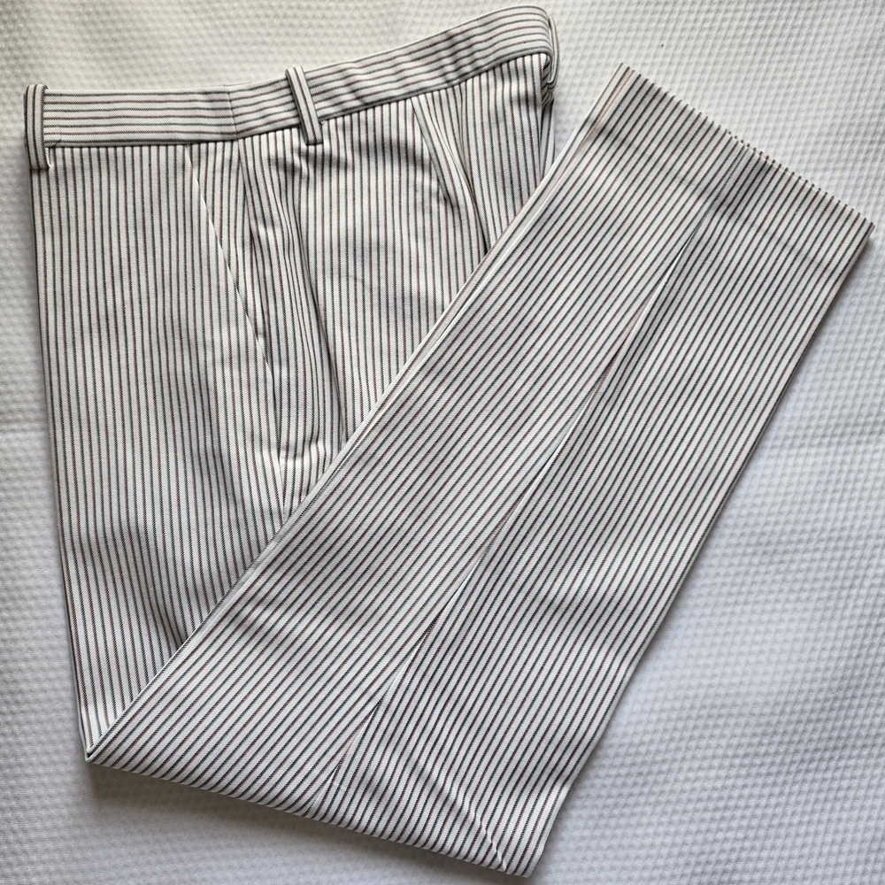 NEW Theory Women's Cotton Trousers with Pinstripes